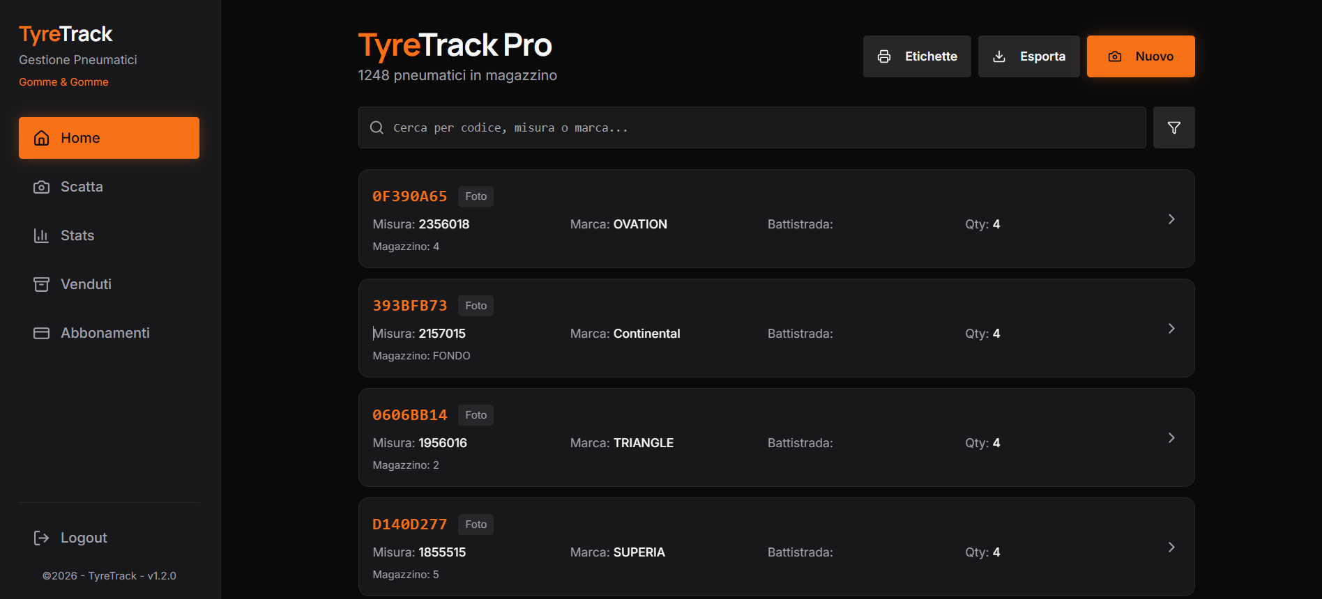 TyreTrack Dashboard
